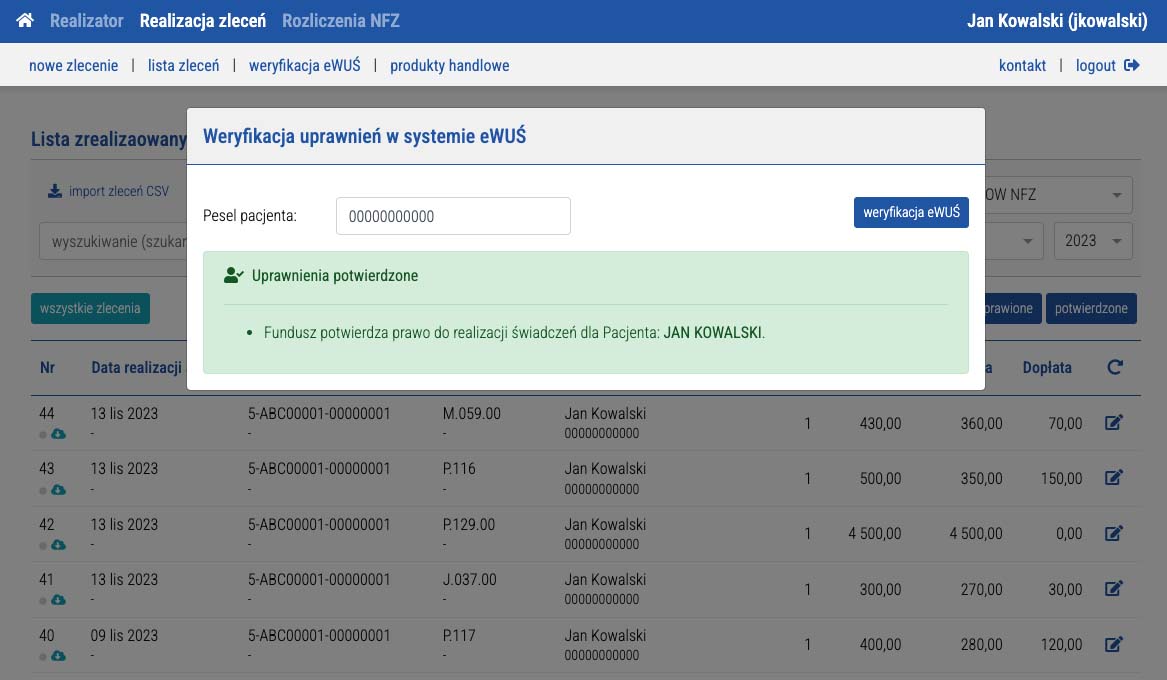 ezwm weryfikacja ewuś