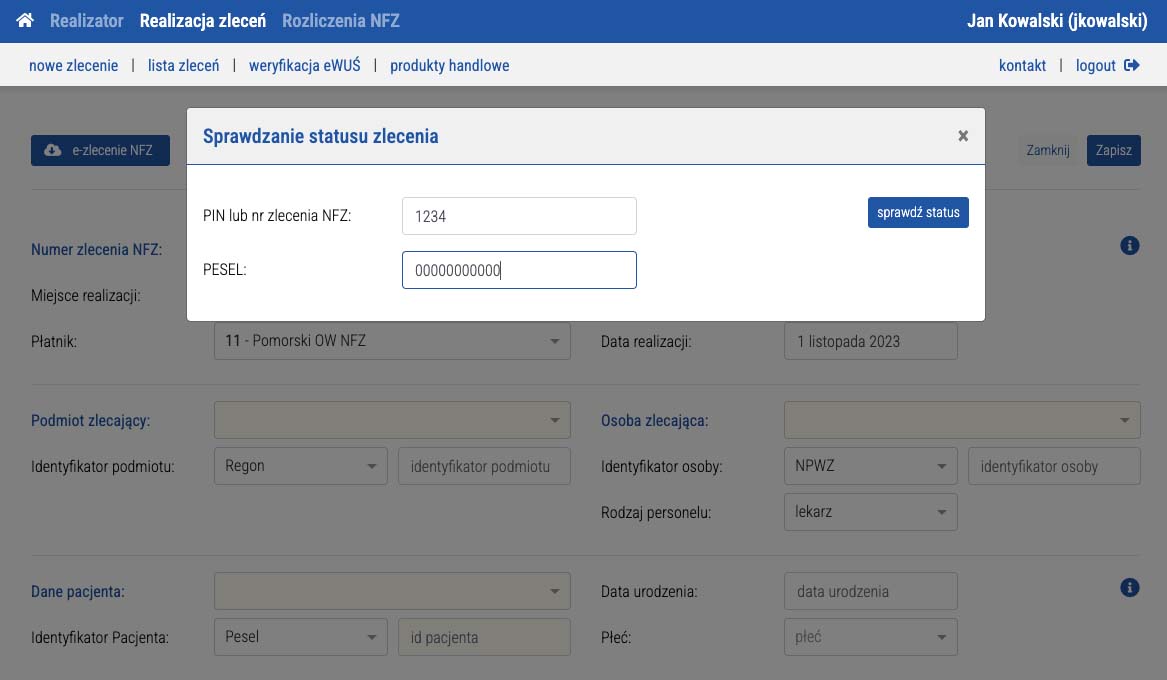 ezwm pobranie zlecenia